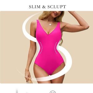 Vibrant Pink and White Women's One-Piece Swimsuit